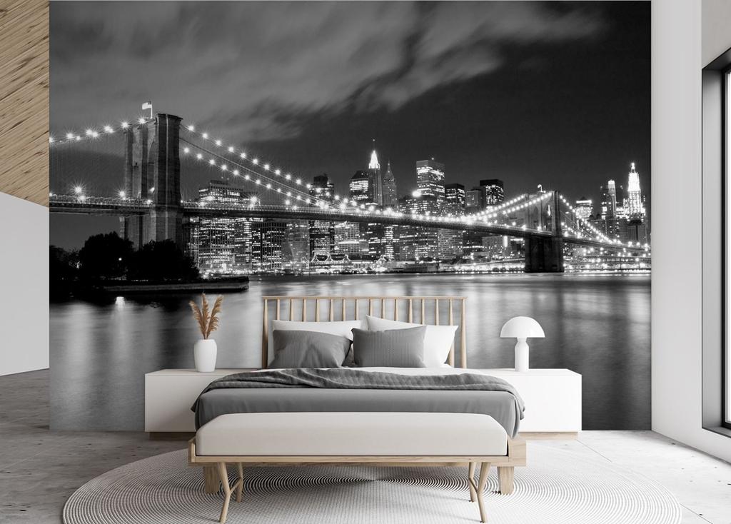 Wallpaper Brooklyn Bridge at night New York