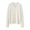 Women's 100% Cashmere Round Neck Cardigan Sweater - Autumn/Winter Style, Solid Color, Versatile & Gentle Knit