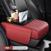 Hochwertiges Armlehnenpolster für die Mittelkonsole im Auto, mit Taschentuchbox und 2 Getränkehaltern, PU-Leder-Armlehnenbox-Pad, tragbares Armlehnenkissen für das Auto