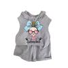 Girls Cotton Cartoon Print Tank Top And Shorts Set Fashionable Summer Two Piece Outfit For Kids