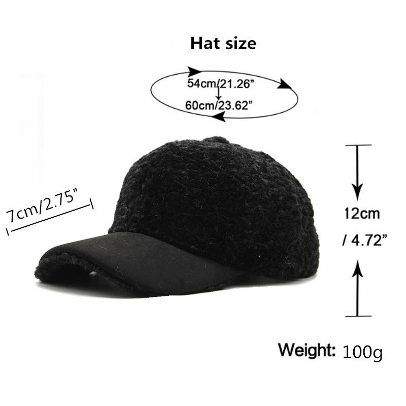 Hat Female Warm Lamb Fur Baseball Cap Cute Plush Solid Color Versatile Student Cap