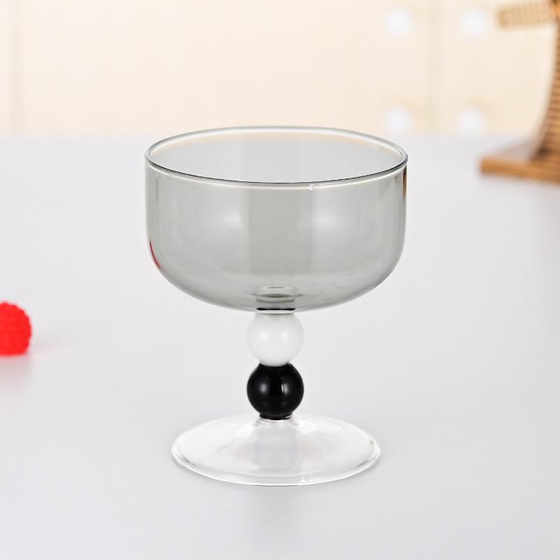 Colored borosilicate glass Household heat-resistant goblet Restaurant ice cream cup Dessert cup Contrasting glass