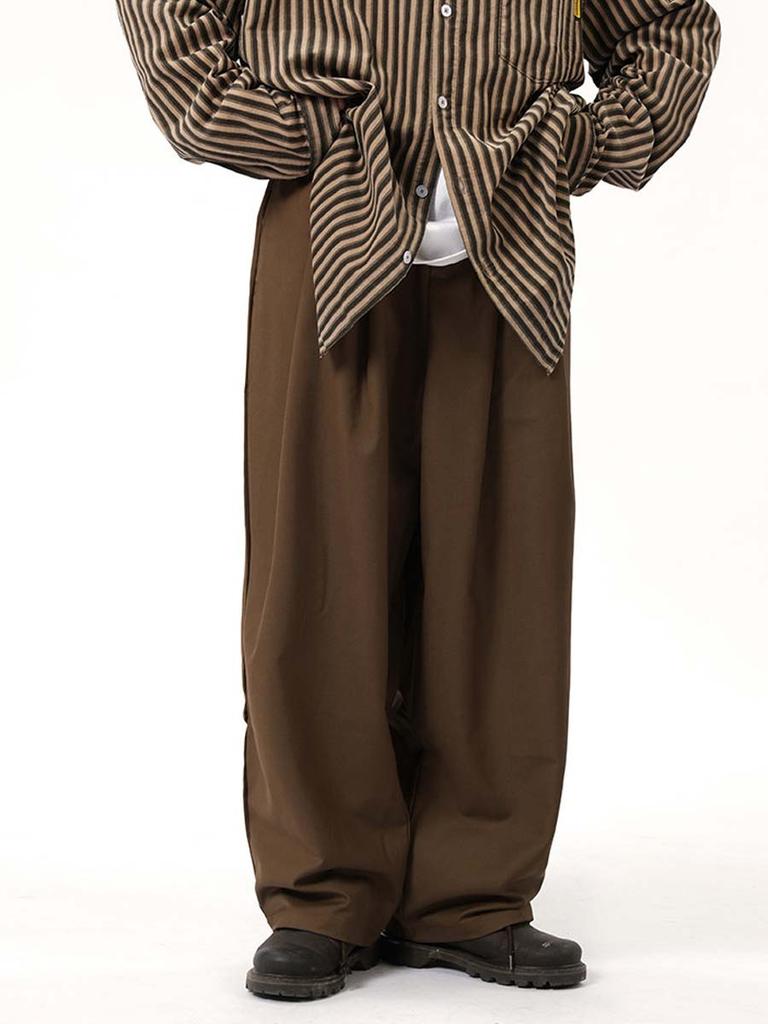 Women's Casual Trousers Plus Size Baggy Straight Wide Leg Pants Vintage Style Clothes Y2k Brown Black