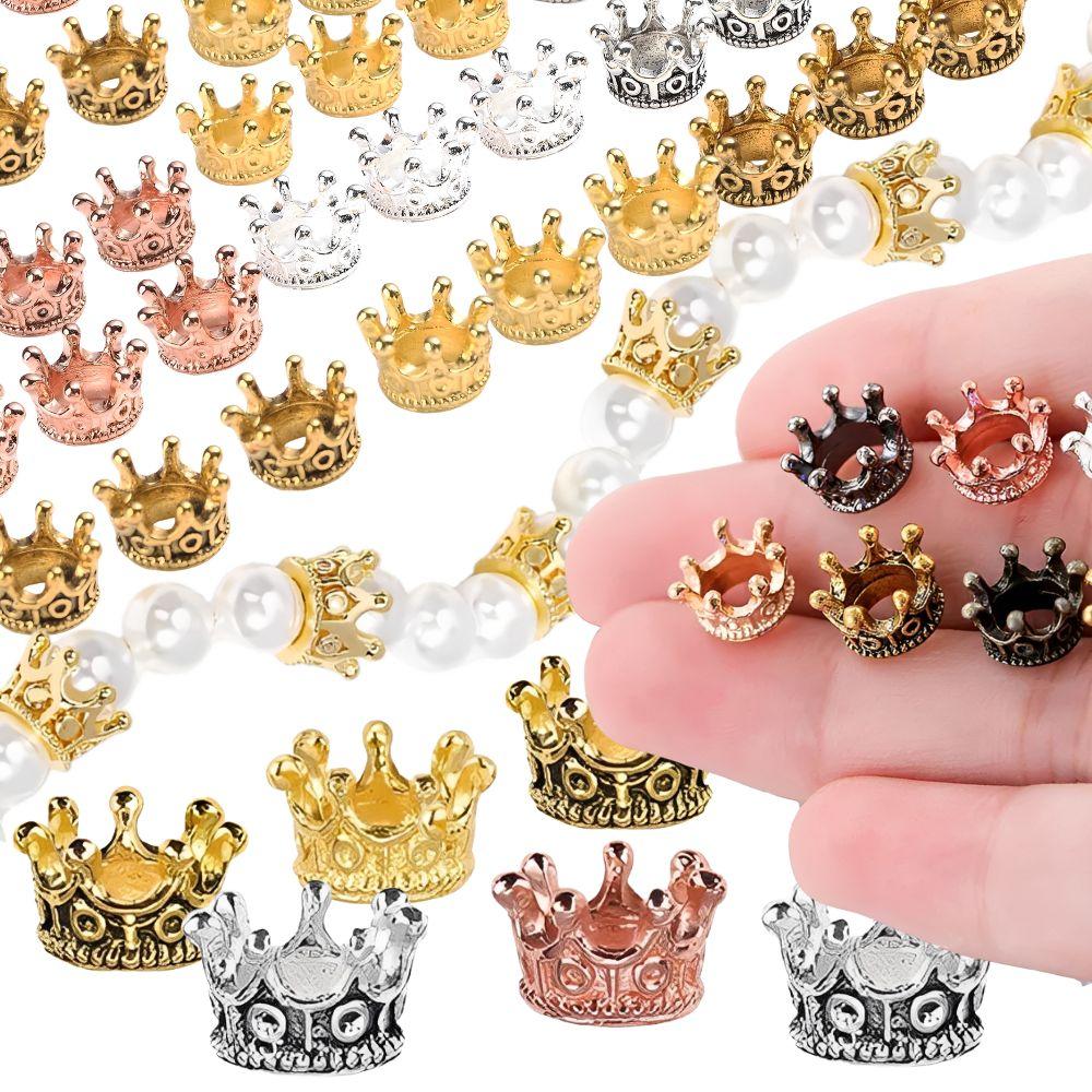 8pcs Mini Crown Spacer Beads, Multicolored Vintage DIY Jewelry Making Accessories, Doll House Miniature Crafts Decor YMY