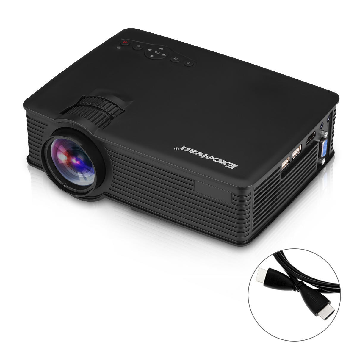 ホームシアター Excelvan Portable Mini LED Projector 1080p Support Multimedia Home Cinema Theater Projector (White) ホームシアター Excelvan LEDLCD Portable Mini Multimedia Projector