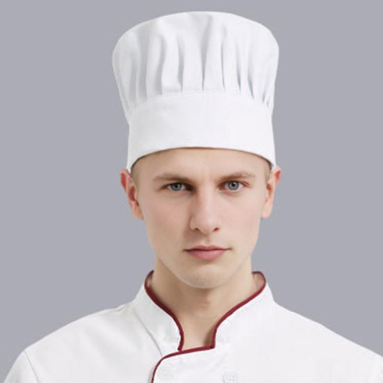 Yousheng Chef Hat Solid Color Flat Top Pleated Design Breathable Cotton Chef Hat Adjustable Fit Lightweight Cooking Cap