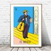 Cartoon Mexican Lottery Hunter Skull Nopal Tarot Card Poster and Prints Canvas Painting Wall Art Pictures Museum Home Decor