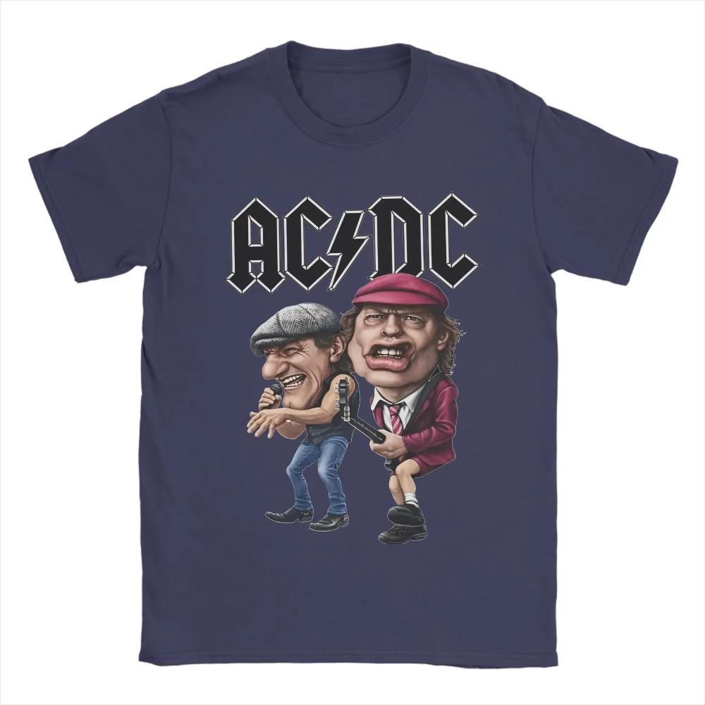 Men ACDC T Shirts   Tops Vintage Short Sleeve Round Neck Tees Plus Size T-Shirt