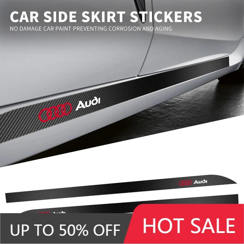 2026 Hot 2Pcs Carbon Emblems Car Door Side Skirt Sill Stripe 3D Sticker Decals For Qaz13 A4 A3 A5 A6 A7 A8 Q3 Q5 Q7 Q8 B5 B6 B7 B8 B9 Q7
