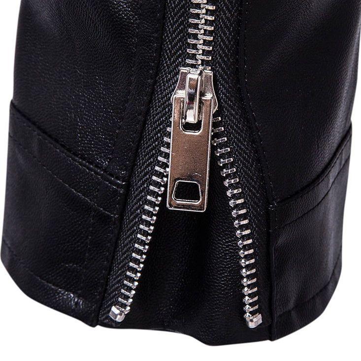 Pánská kožená bunda s klopou na zip Trend Volná motorkářská bunda PU bunda