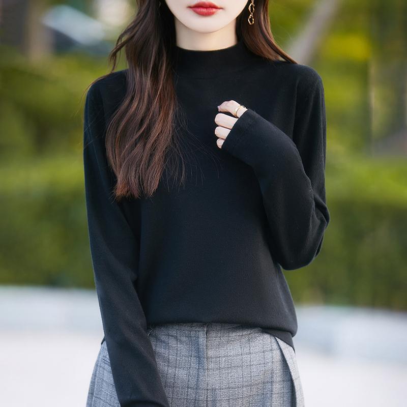 Dámský celoroční svetr z 50% vlny a 50% hedvábí | Lehký teplý pulovr z příze | Luxusní úplet z kašmírového hedvábí