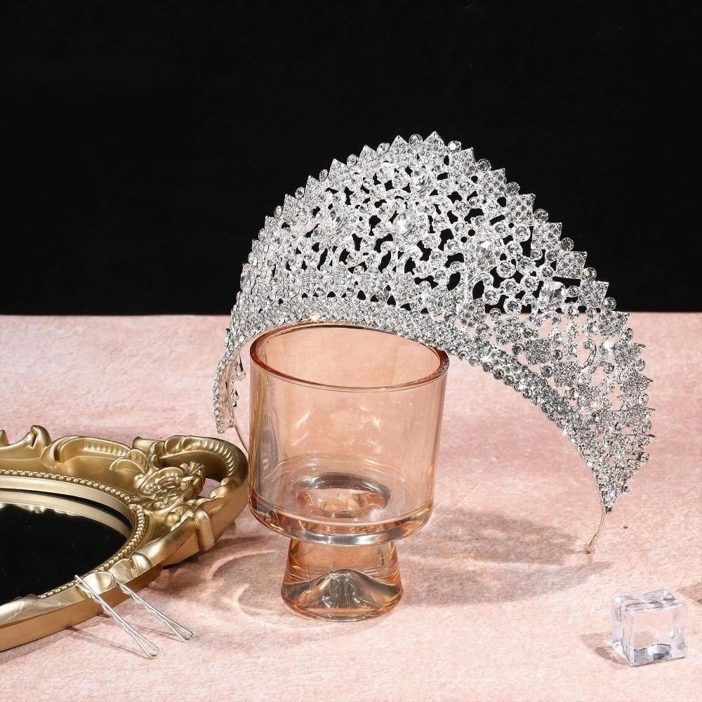 Koreanischer Stil Metall Prinzenkronen Bar Mitzwa Krone Runde Tiaras Retro Barock Kristallkrone Königin