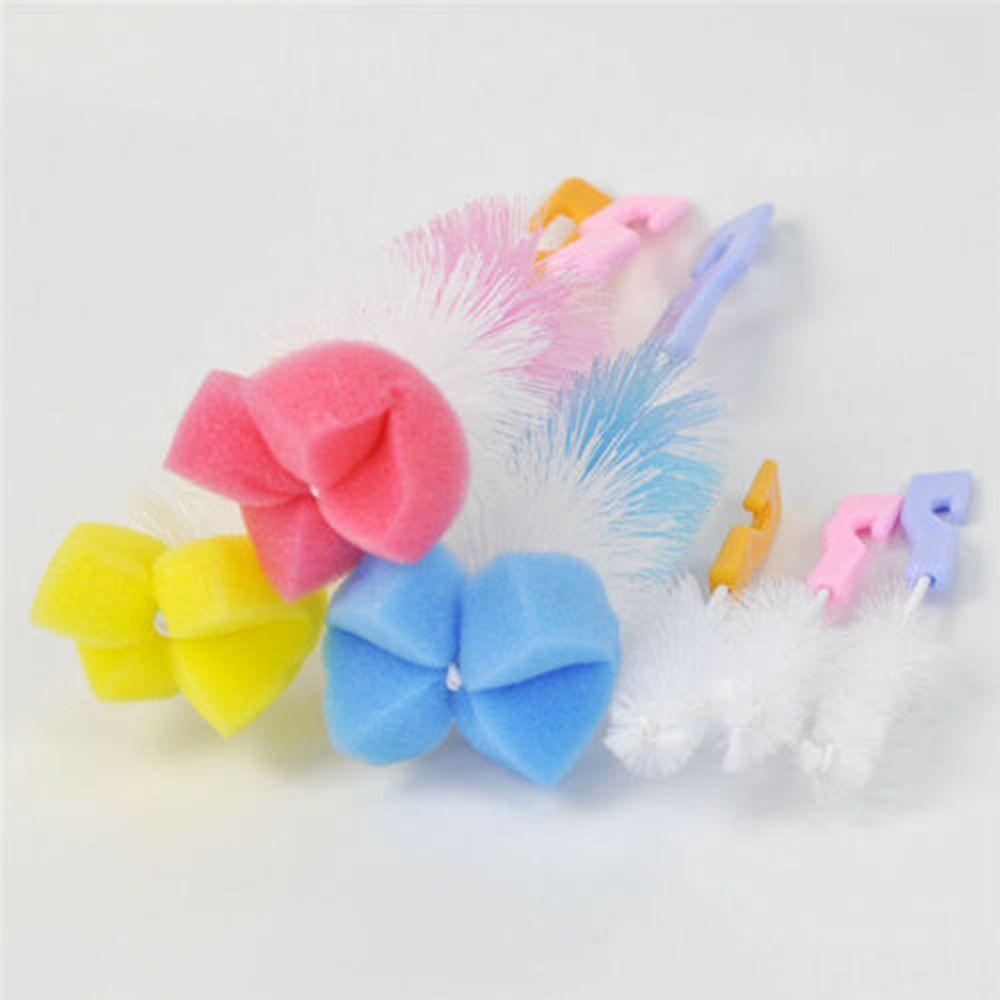 2PCS Head Washing Spout Cup Clean Sponge Bottle Brush Rotating Baby Nipple