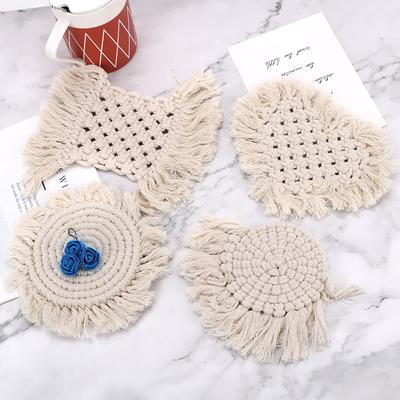 Northern Europe Style Macrame Cup Pad Coffee Cup Mats Bohemia Table Mat Pure Handmade Cotton Braid