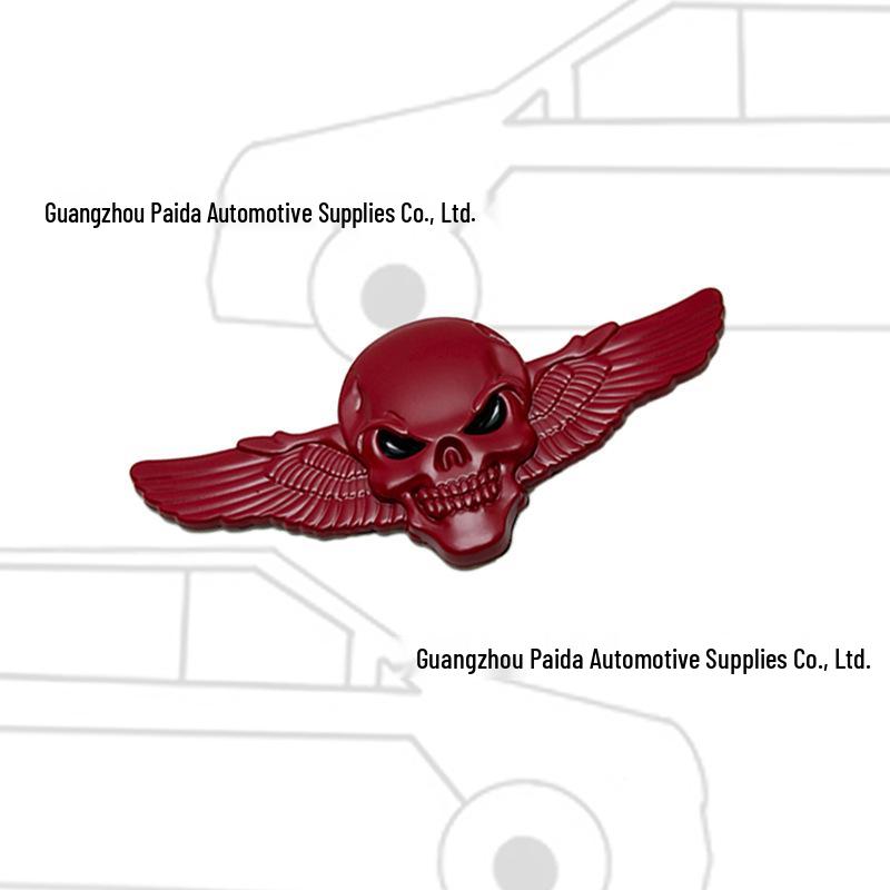 Oni Head Wings Skull Car Tail & Side Decal - Angel Wings Body Sticker