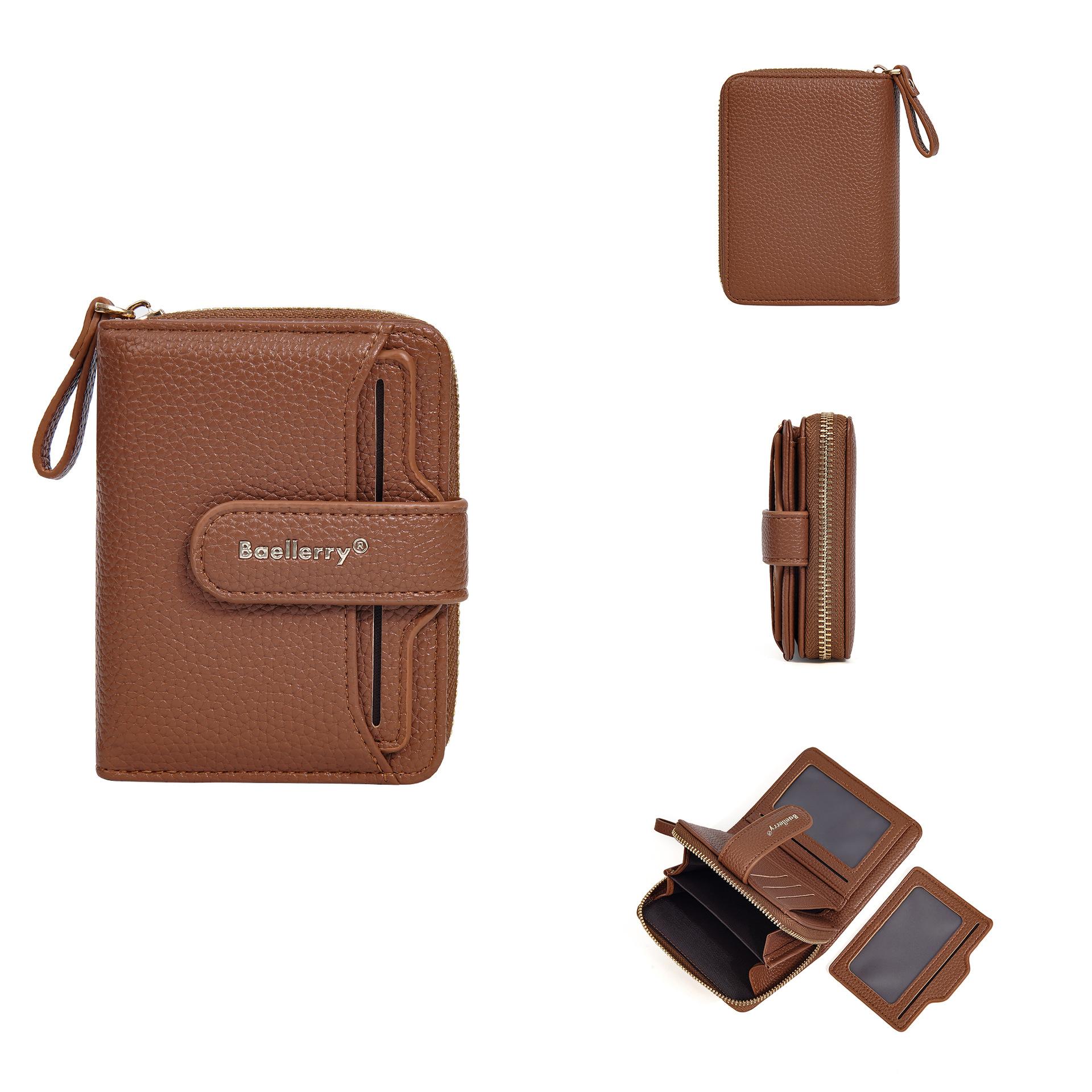 Новый женский кошелек короткий кошелек женская высококачественная сумка для карт интегрированная ins модный pu кошелек маленький кошелек женский коричневый 1680₽