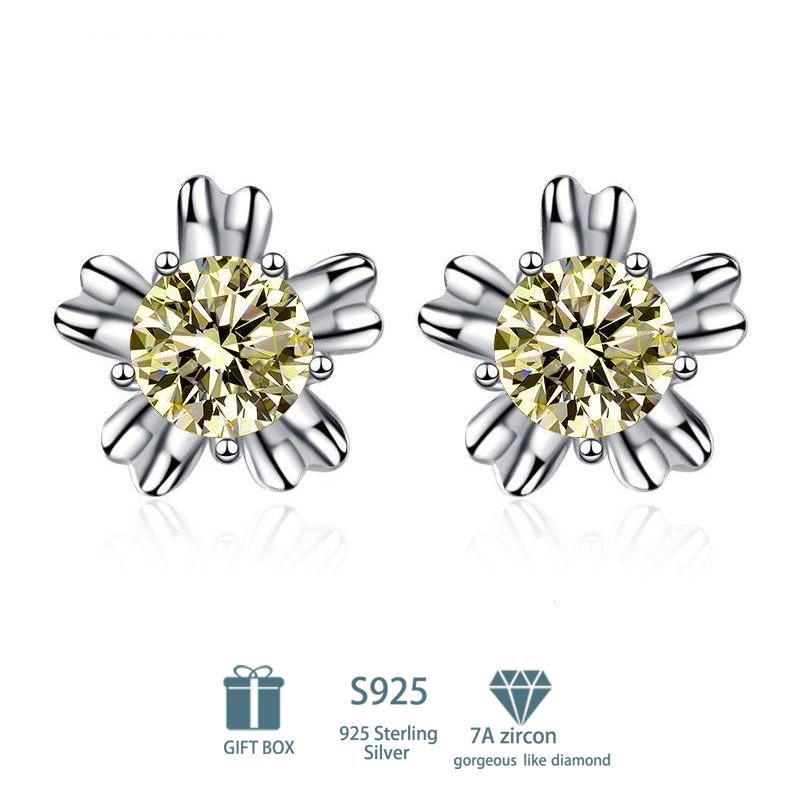 Tancise Klassische 925 Sterling Silber Rosa Gelb 7A Zirkon Ohrringe Tropfenohrringe für Frauen Hochzeit Party Geschenke