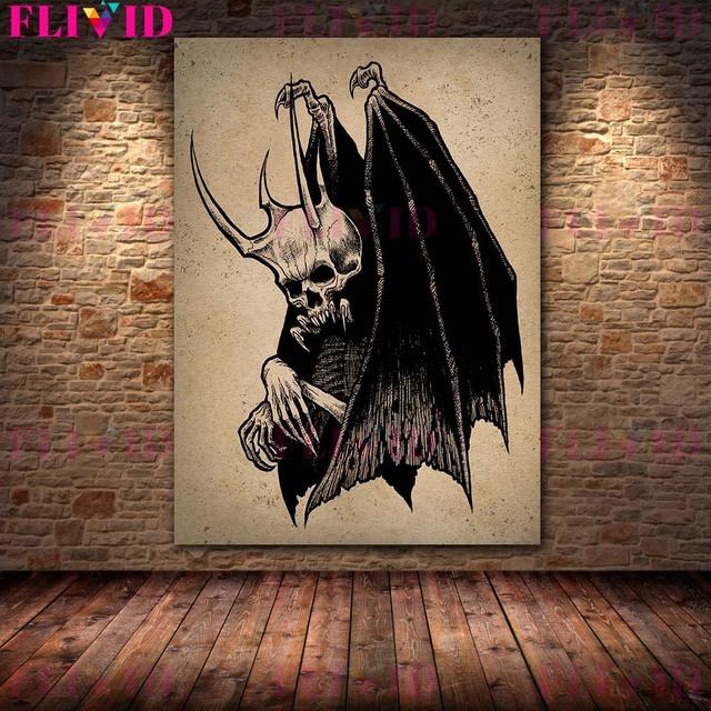 Untote Hexe, Vampir, alte Hexe Vintage Wandkunst Ölgemälde Gothic Horror Ghost Art Poster