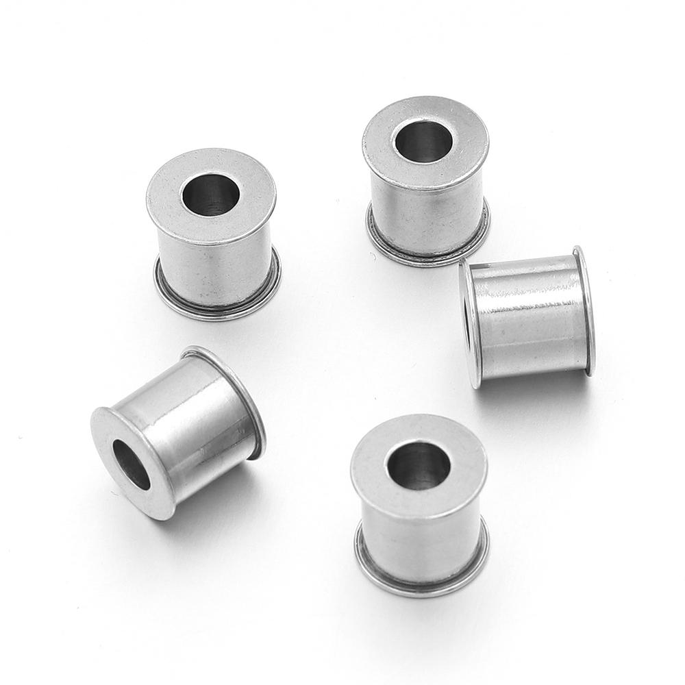 5-10pcs/lot Stainless Steel Spacer Beads Big Hole Round Big Hole Slider Beads DIY Jewelry Making Necklace Bracelet Accessories