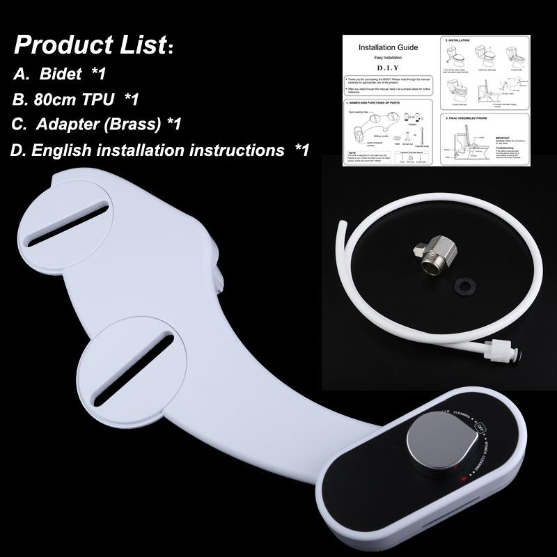 Non-electric Bidet Seat with Dual Spray for Feminine and Buttocks Hygiene