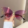 Rimless Sunglasses Women Luxury Brand Rhinestone Sun Glasses Ladies Cute Heart Shape Punk Party Eyewear