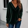 Women's V-Neck Long Sleeve Button Casual Pullover Top