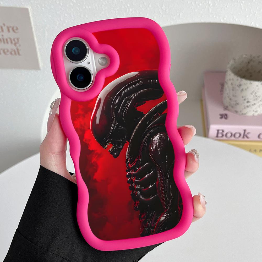 Alien Romulus Mobile Cell Phone Case for iPhone 17 16 15 14 13 12 11 Air Pro Max Plus Wavy Edge TPU Colorful Cover Cover