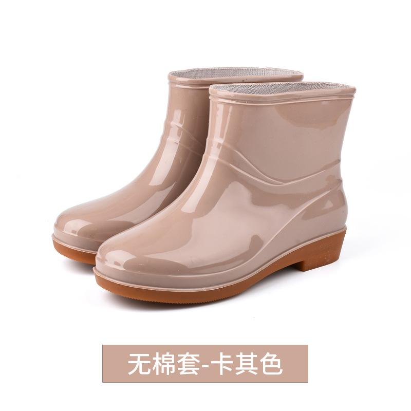 

Rain shoes women s low tube four seasons velvet thickened non-slip short tube water shoes warm rain boots rubber shoes cotton water boots overshoes 36 хаки