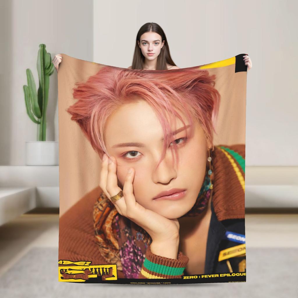 Seonghwa Kpop Ateez Band Plush Blanket Child Flannel Throw Blanket For Outdoor Warm Soft Custom Quality Bedspread Gift