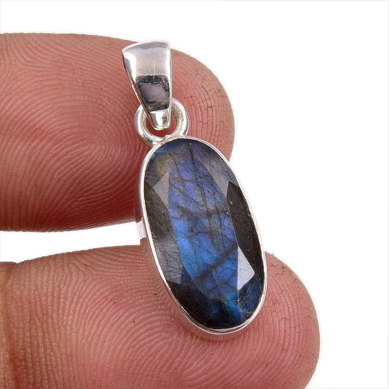 

Natural Labradorite Gemstone Handmade 925 Solid Sterling Silver Pendant 1 d6Q38