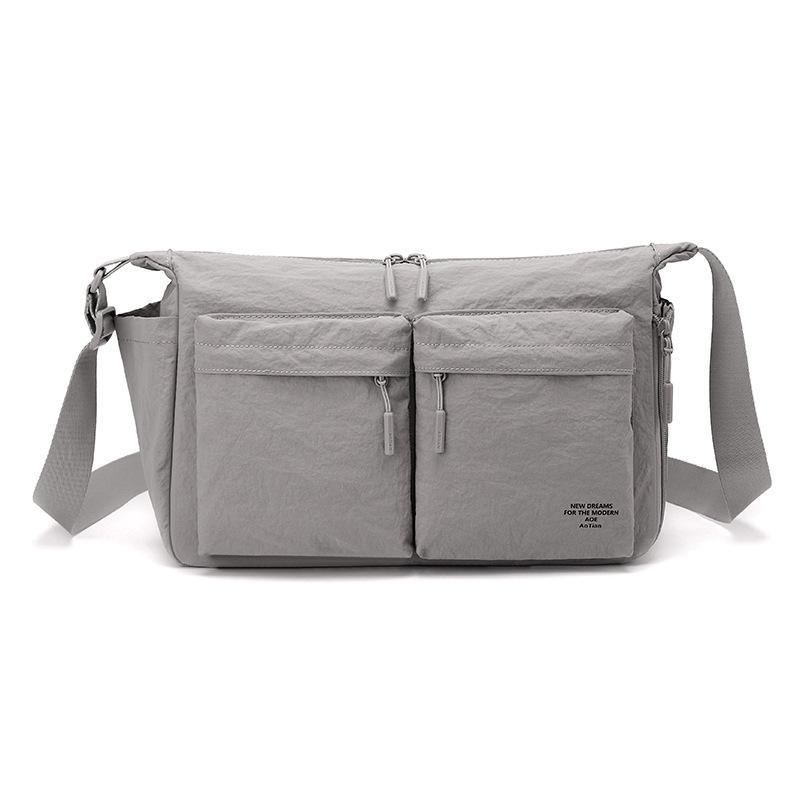 Multi-Pocket Nylon Messenger Bag with Zipper Closure Casual Crossbody Shoulder Purse for Men Daily Travel