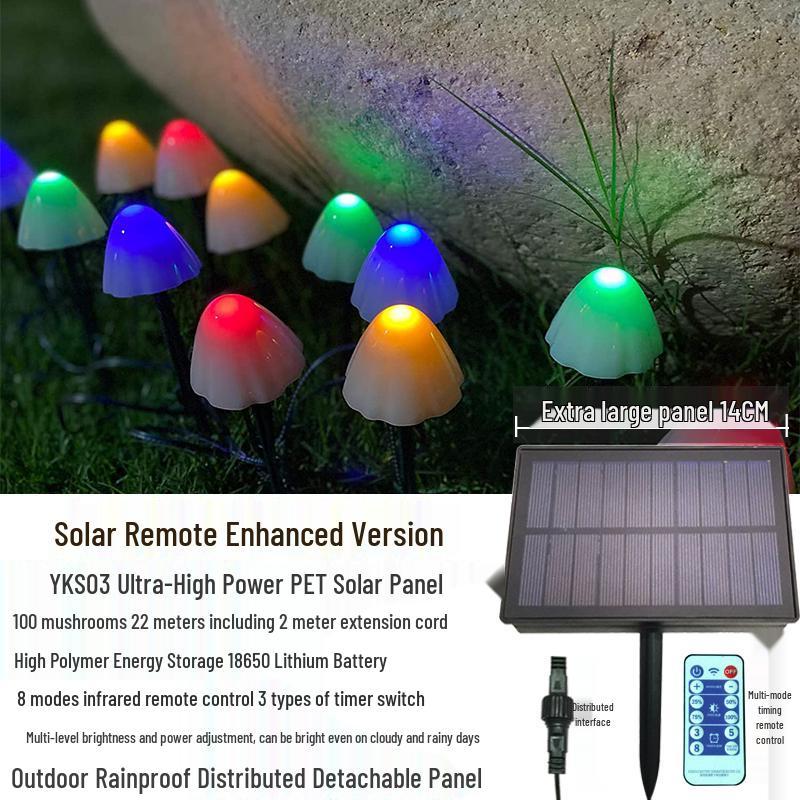 Waterproof Solar Mushroom String Lights for Outdoor Courtyard & Garden Decoration