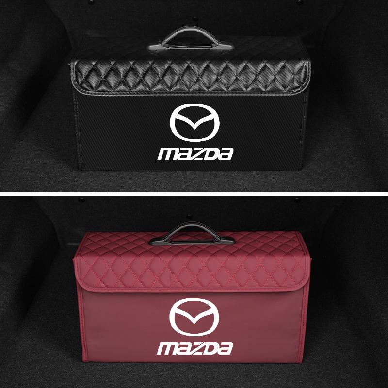Leather Car Trunk Organizer Box Foldable Sundries Storag Bag With Lid For Mazda 6 3 CX5 5 2 323 CX7 Demio Atenza Axela MX5 RX8