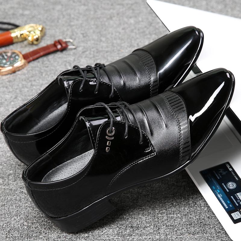 Men Shoes Luxury Brand Man Pointed Toe Dress Shoes Mens Patent Leather Black Wedding Party Shoes Lace Up Oxford Formal Shoes