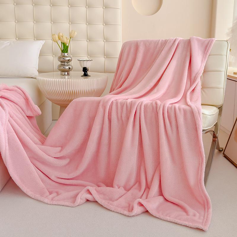 Solid Color Flannel Thin Blanket - Perfect for Office Naps, Sofa Throws, Summer Use, and as a Small Bed Sheet