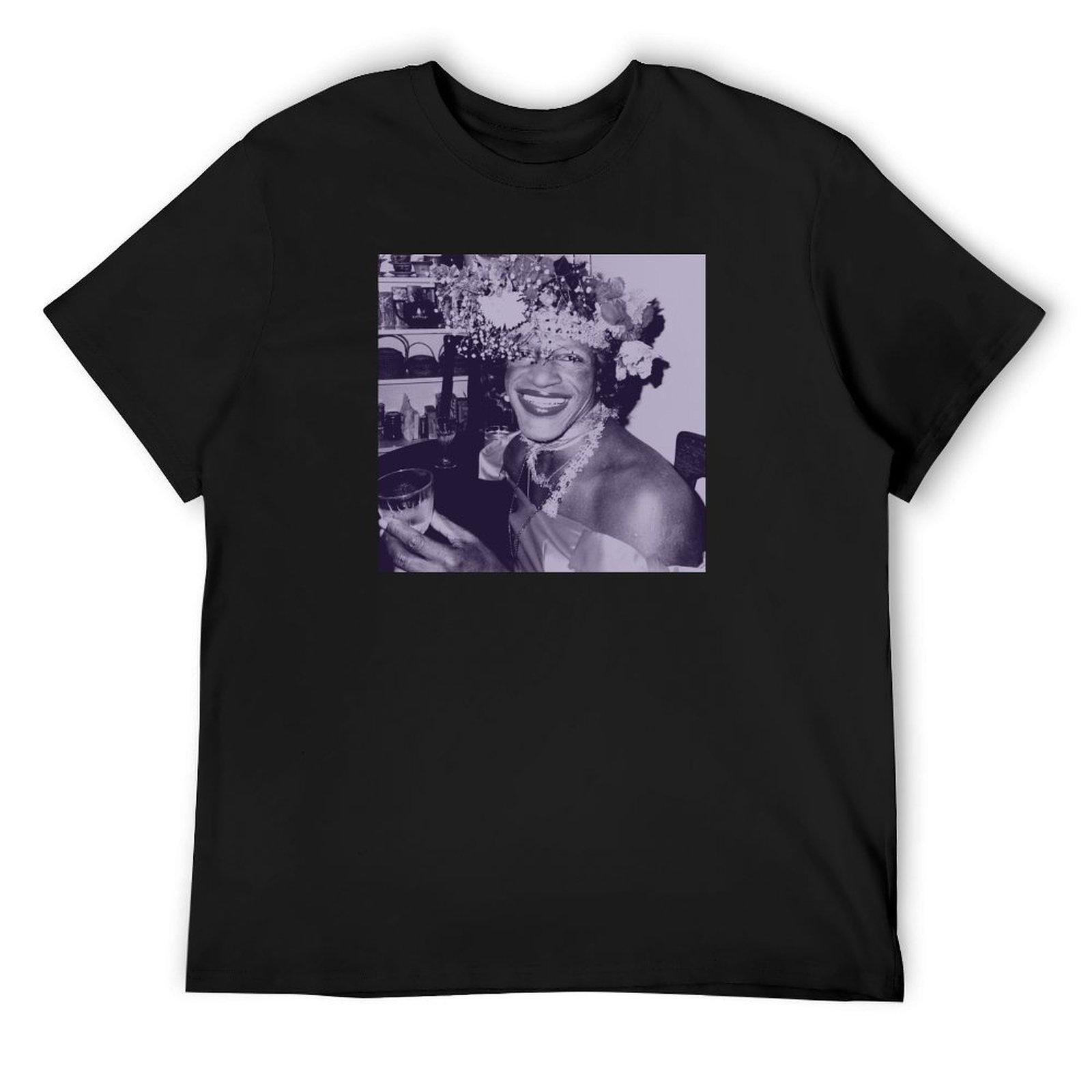 

Marsha P Johnson = Queen of the Village (lavender) T-Shirt korean fashion oversized blacks compression shirt men 4XL
