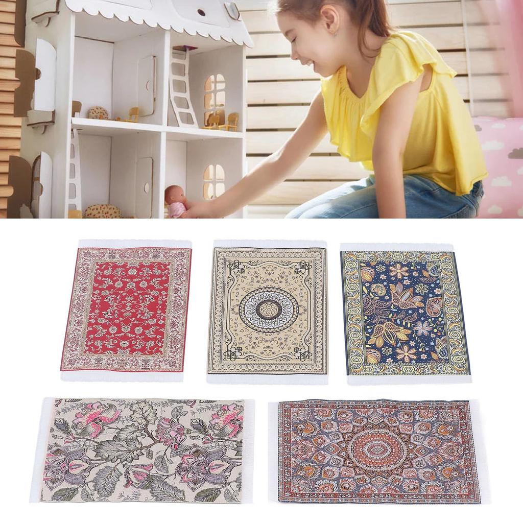 Dollhouse Woven Carpet Miniature Scale Doll Furniture Dollhouse Rug Carpet Dollhouse Blanket Rug Woven Rug Dollhouse Rug 1/12