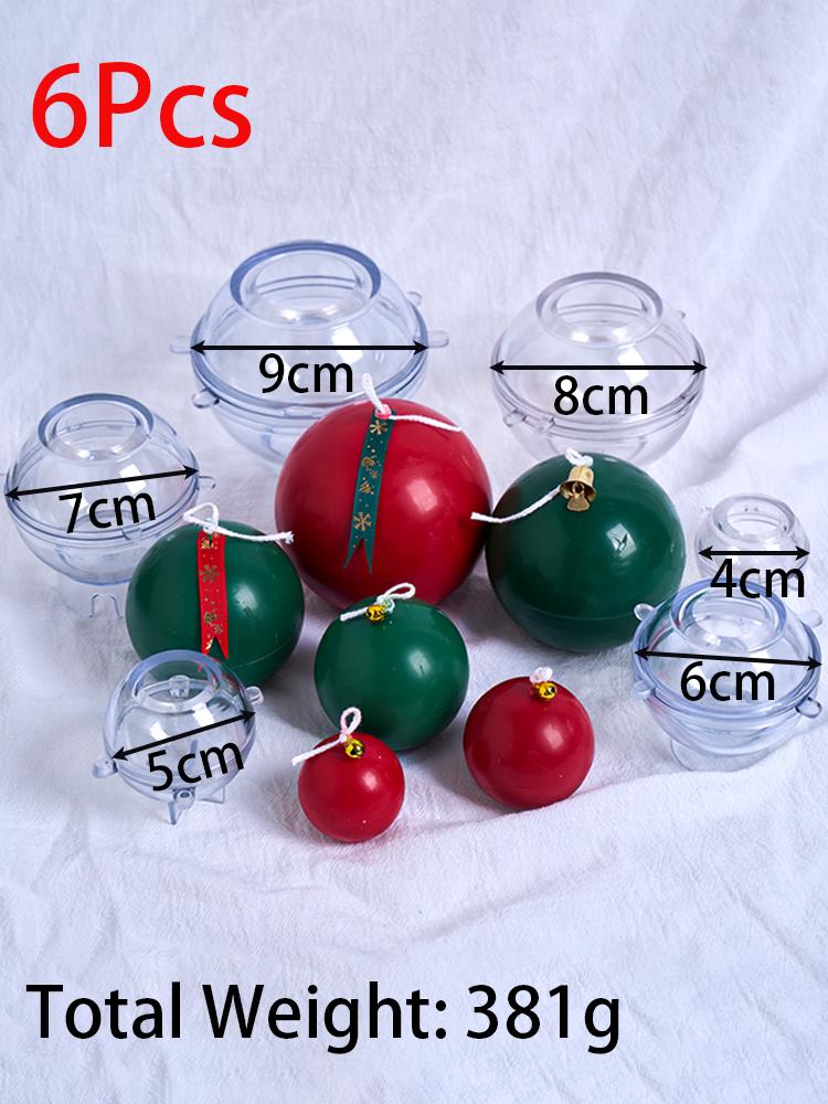 4-9cm Spherical Candle Acrylic Mold Home Decor DIY Ball Shape Crafts Wax Making Supplies Plastic Molds Kit Holiday Party Gifts