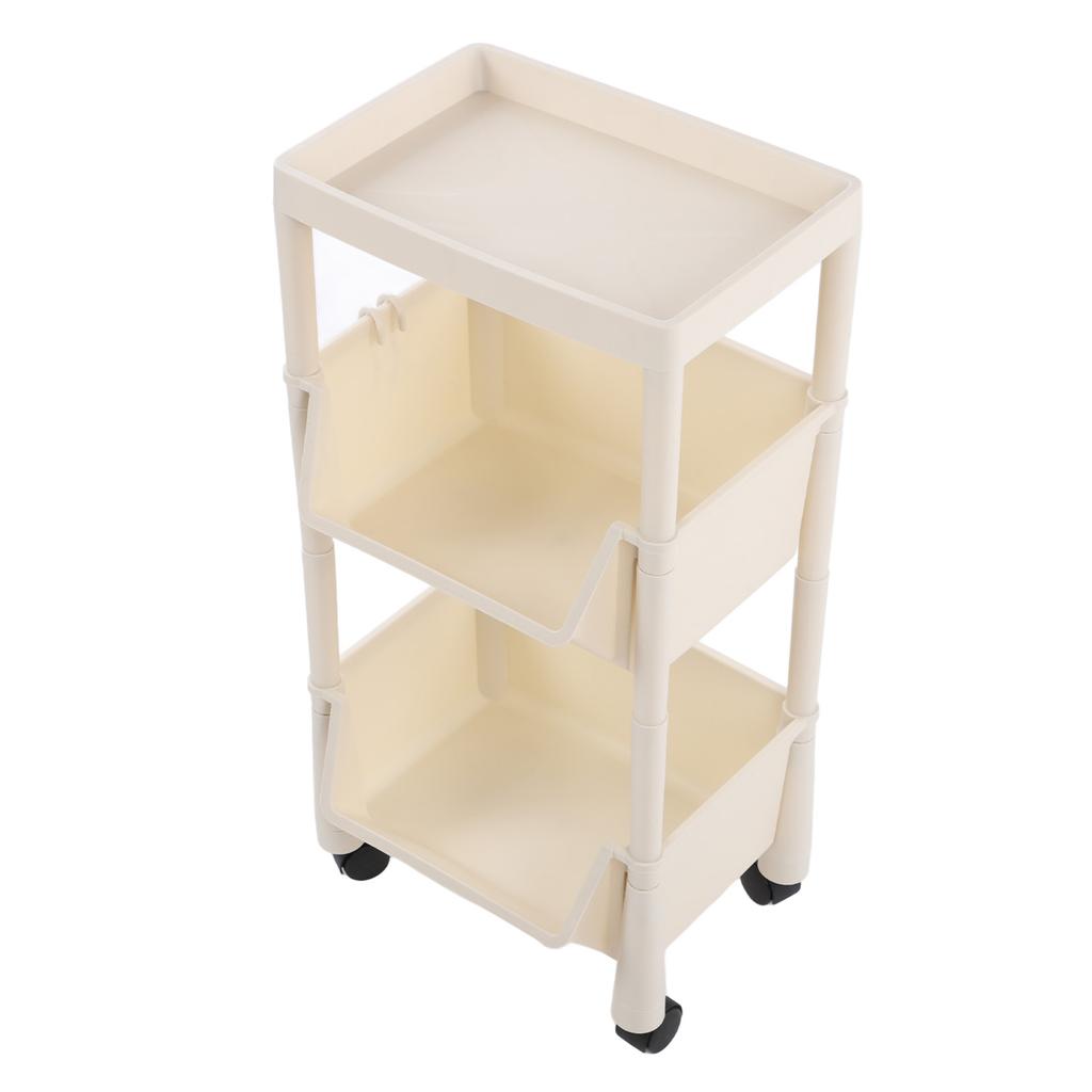Compact Rolling Storage Organizer Large Capacity Mobile Utility Cart Movable Storage Book Shelves with Lockable Wheels