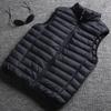 Mens Lightweight Cotton Blend Vest Winter Fall Sleeveless Puffer Gilet With Stand Collar Zipper