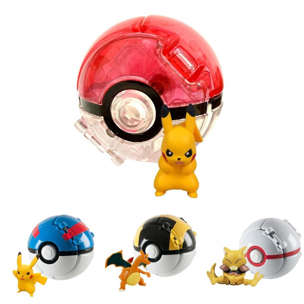 Pokemon Poke Ball Elf Figure Model Toy Pikachu Charmander Litten Rockruff Game Anime Figure