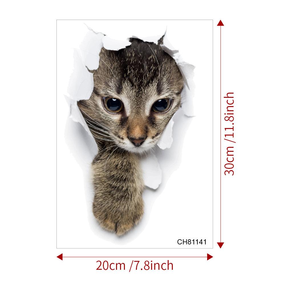 Lovely Cat Toilet Stickers For Wc Washroom Decoration Diy Vivid 3d Look Pet Animal Home Decals Pvc Wall Mural Art Print Posters