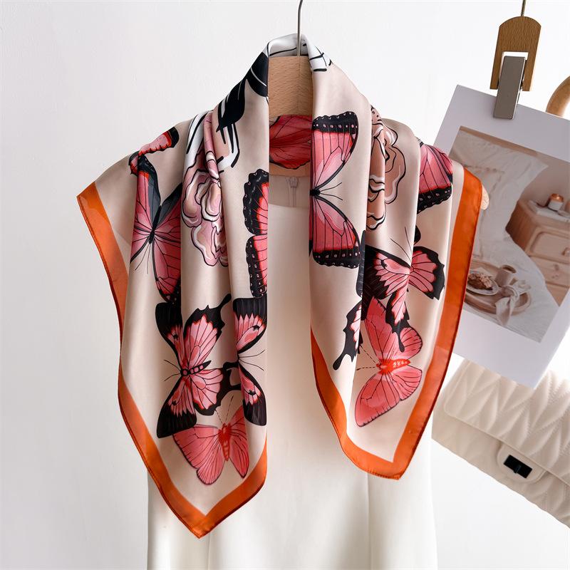 Luxury Silk Feeling Square Scarf Women  Print Satin Neckerchief Spring Hair Band Foulard Bandana Echarpe Tie Shawl Wraps