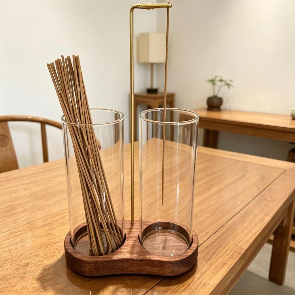 Zen Solid Wood Incense Holder - Versatile Inverted Incense Burner and Mosquito Coil Holder in Ancient Style for Home Use.