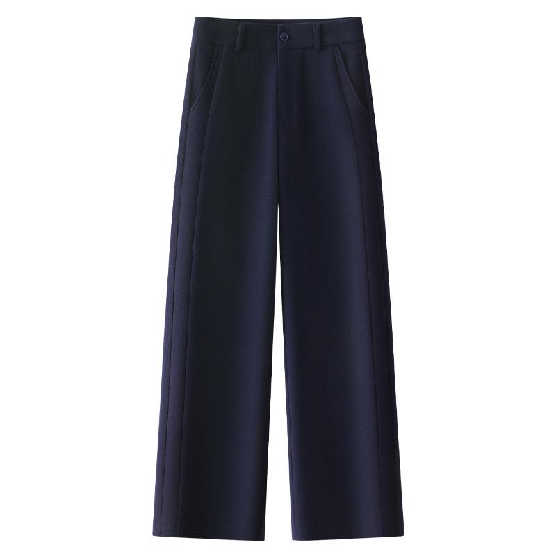 

Женские бежевые шерстяные брюки широкого кроя 2024: Мягкие, Утепленные, Длиной до девяти точек для Осени/Зимы M темно-синий