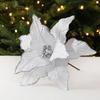 Large Poinsettia Glitter Flower 26cm Xmas Tree Decorations New Fake Flowers  Christmas Decoration