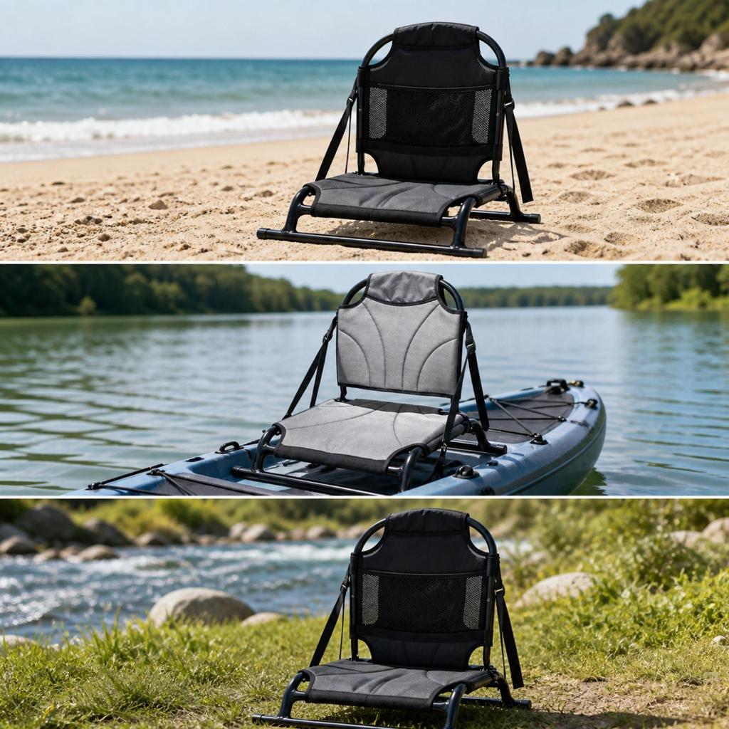 Sedile per Kayak Tipo Sedia con Tasca Portaoggetti Telaio in Alluminio Supportato