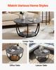Coffee Table, Modern Round Coffee Table, 2 Tiers Wooden Circle Center Desk with Open Storage, Minimalist Sturdy Metal Frame Accent End Desk for Living