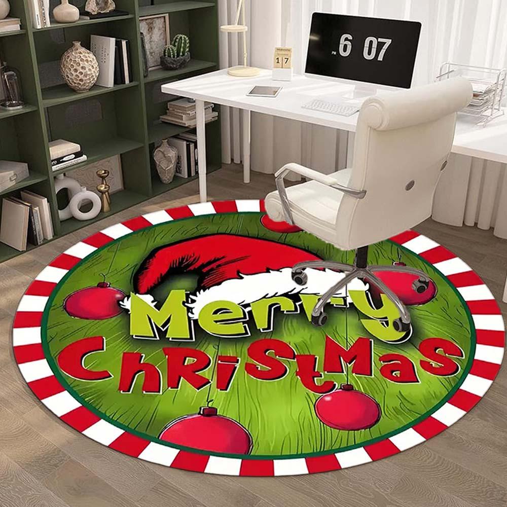 1 Piece Christmas Round Rug Suitable For Living Room Bedroom And Kitchen Home Decoration Room Decoration Gift For Friends And Family