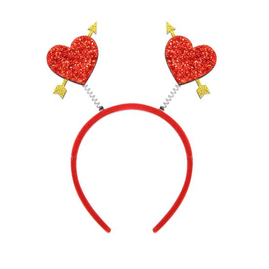 Valentine's Day Heart Headband Glitter Red Heart Hair Accessory for Halloween Holiday Wedding Birthday Party